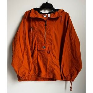 VTG 90s ACTRA Orange Pullover Anorak Jacket with Hood and Back Pocket Size Large